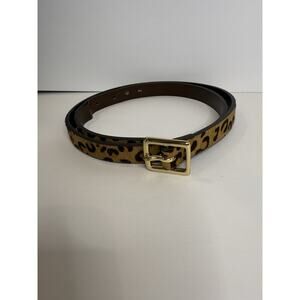 Target Leopard Print Haircalf Skinny Belt Brown Gold Buckle 40” Women